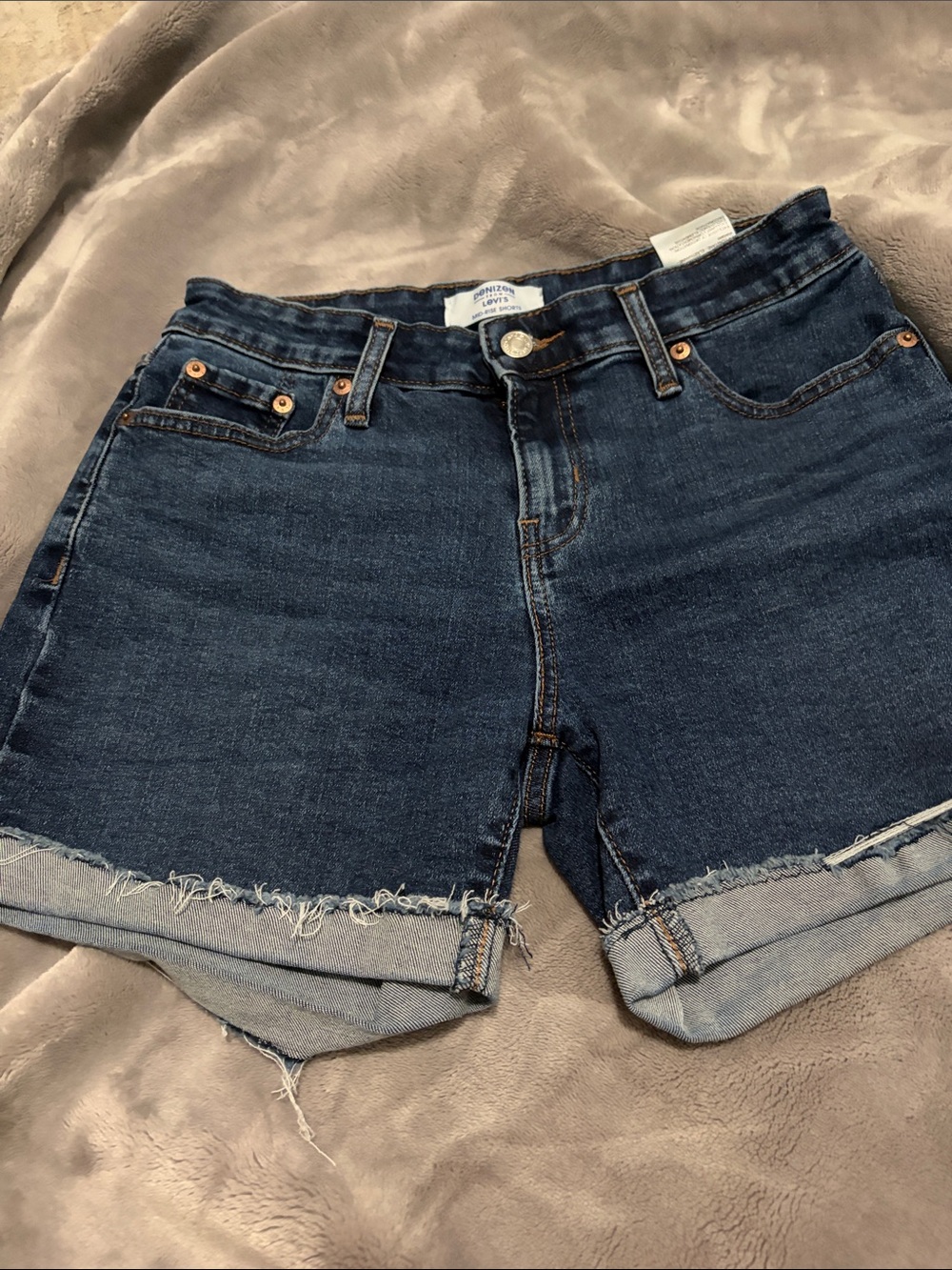 Denizen from Levi's Dark Blue Rolled Hem Jean Shorts